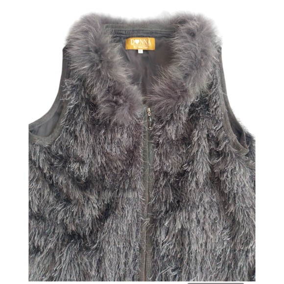Donna by Donna Vinci Grey Gray Fur Women's Lady's Zip Up Vest Pockets Size XL - Picture 3 of 10
